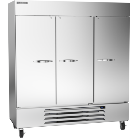 BEVERAGE-AIR Reach In Refrigerator, Three Section, Solid Door, 68.93 Cu. Ft. HBR72HC-1